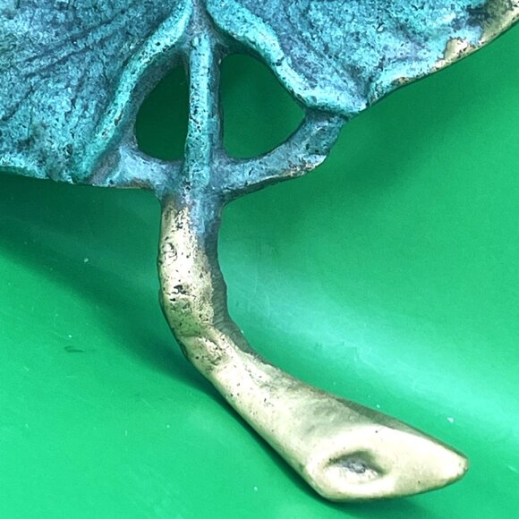 VTG Brass Maple Leaf Jewelry Dish Trinket Tray Green Patina Mid Century Modern - Picture 8 of 14